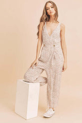 Chic Ditsy Floral Surplice Wide Leg Jumpsuit, Jumpsuits, $ 45.00, A Moment Of Now™